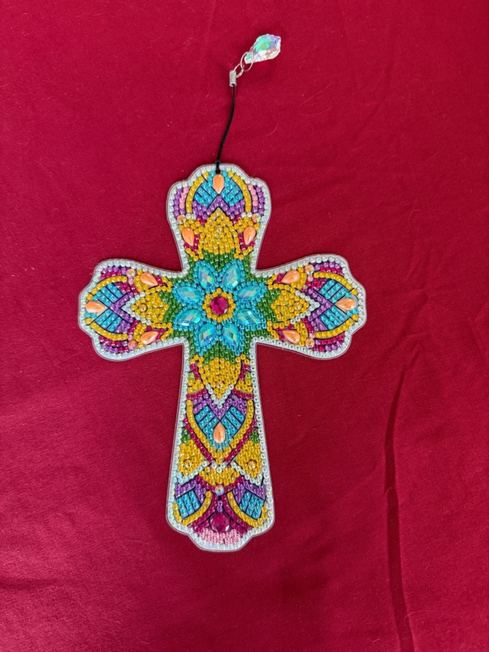 Beaded Decorative Cross Wall Hanging - Multicolor